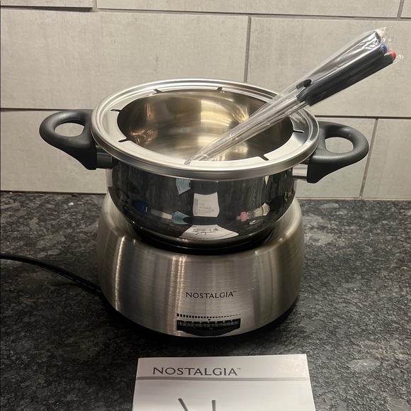 Nostalgia Other - Nostalgia Electric Silver Fondue Set with Black Handles. 6 Forks